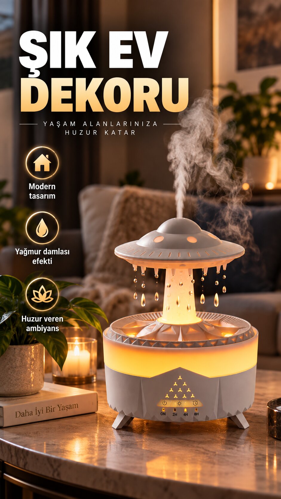 Salonda şık ev dekoru